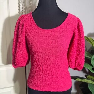 Anthropologie Vibrant Pink Textured Blouse